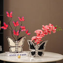 Modern silver black & white butterfly ceramic vase living room decor by Decorbites