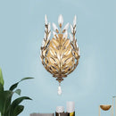 GobekUsa Modern Laurel Wall Light with Crystal Drop - Silver/Brass