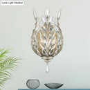 GobekUsa Modern Laurel Wall Light with Crystal Drop - Silver/Brass
