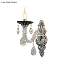 GobekUsa Modern Crystal Wall Sconce with Silver Candle Design - Ideal for Bedroom Lighting