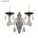 GobekUsa Modern Crystal Wall Sconce with Silver Candle Design - Ideal for Bedroom Lighting