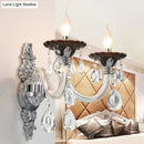 GobekUsa Modern Crystal Wall Sconce with Silver Candle Design - Ideal for Bedroom Lighting