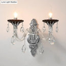 GobekUsa Modern Crystal Wall Sconce with Silver Candle Design - Ideal for Bedroom Lighting