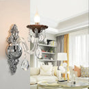 GobekUsa Modern Crystal Wall Sconce with Silver Candle Design - Ideal for Bedroom Lighting