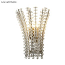 GobekUsa Modern Silver Bead Wall Mounted Light with Crystal Sconce - 3 Heads Bedside Lamp