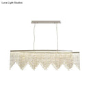 GobekUsa Silver LED Crystal Island Pendant - Sleek and Contemporary Ceiling Suspension Lamp