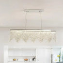 GobekUsa Silver LED Crystal Island Pendant - Sleek and Contemporary Ceiling Suspension Lamp