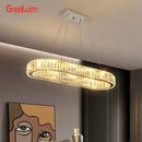 GobekUsa Crystal Oval Design LED Chandelier: Modern Large Pendant Light for Living Room & Bedroom