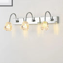 GobekUsa Modern Petal Clear Glass Vanity Light Fixture with Gooseneck Arm - 3 Lights, Silver Finish Wall Lighting