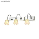 GobekUsa Modern Petal Clear Glass Vanity Light Fixture with Gooseneck Arm - 3 Lights, Silver Finish Wall Lighting