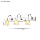 GobekUsa Modern Petal Clear Glass Vanity Light Fixture with Gooseneck Arm - 3 Lights, Silver Finish Wall Lighting
