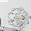 GobekUsa Modern Petal Clear Glass Vanity Light Fixture with Gooseneck Arm - 3 Lights, Silver Finish Wall Lighting