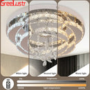 GobekUsa Crystal Raindrop Flowers Remote LED Chandelier Ceiling Light for Living Room