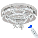 GobekUsa Crystal Raindrop Flowers Remote LED Chandelier Ceiling Light for Living Room