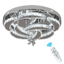 GobekUsa Crystal Raindrop Flowers Remote LED Chandelier Ceiling Light for Living Room