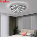 GobekUsa Crystal Raindrop Flowers Remote LED Chandelier Ceiling Light for Living Room