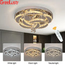 GobekUsa Crystal Raindrop Flowers Remote LED Chandelier Ceiling Light for Living Room