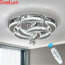 GobekUsa Crystal Raindrop Flowers Remote LED Chandelier Ceiling Light for Living Room