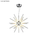 GobekUsa Modern Crystal LED Starburst Chandelier Pendant Light - 12.5"/18"/28" Wide, Clear Hanging Ceiling Fixture