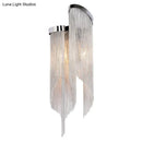 GobekUsa Modernist Aluminum Wall Light Sconce with Tassel Chain - 2 Bulbs Wall Mounted Lamp for Living Room
