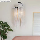GobekUsa Modernist Aluminum Wall Light Sconce with Tassel Chain - 2 Bulbs Wall Mounted Lamp for Living Room