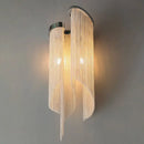 GobekUsa Modernist Aluminum Wall Light Sconce with Tassel Chain - 2 Bulbs Wall Mounted Lamp for Living Room