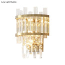 GobekUsa Contemporary Brass/Chrome Tiered Sconce Light - 3-Light Crystal Wall Mounted Lighting for Dining Room