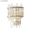 GobekUsa Contemporary Brass/Chrome Tiered Sconce Light - 3-Light Crystal Wall Mounted Lighting for Dining Room