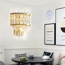 GobekUsa Contemporary Brass/Chrome Tiered Sconce Light - 3-Light Crystal Wall Mounted Lighting for Dining Room