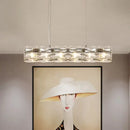 GobekUsa Modern Crystal Tube Island Light with 6/8 Bulb Suspension - Clear and Stylish