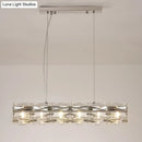 GobekUsa Modern Crystal Tube Island Light with 6/8 Bulb Suspension - Clear and Stylish