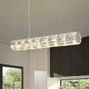 GobekUsa Modern Crystal Tube Island Light with 6/8 Bulb Suspension - Clear and Stylish