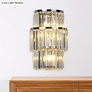 GobekUsa Contemporary Wall Mounted Crystal Cylinder Sconce Light - 3 Silver Lights
