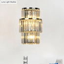 GobekUsa Contemporary Wall Mounted Crystal Cylinder Sconce Light - 3 Silver Lights