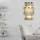 GobekUsa Contemporary Wall Mounted Crystal Cylinder Sconce Light - 3 Silver Lights