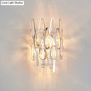 GobekUsa Modern Silver Double-Layered Wall Sconce with Clear Crystal Accents - 2 Lights