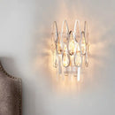 GobekUsa Modern Silver Double-Layered Wall Sconce with Clear Crystal Accents - 2 Lights