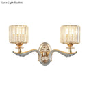 GobekUsa Modern Silver Cylinder Sconce with Clear Crystal Shade - Flush Mount Wall Light