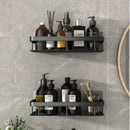 Modern silver double tiered corner shower shelf bathroom storage caddy by Decorbites