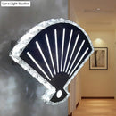 GobekUsa Minimal LED Crystal Wall Lamp - Black Fan Design with Adjustable Warm/White Lighting