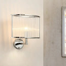 GobekUsa Modern Oblong Wall Sconce with Clear Crystal Shade - Silver Finish Bulb Lamp