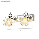 GobekUsa Modern Flower Shade Vanity Wall Light Fixture - Clear Glass, Silver Finish, 2/3 Lights - Ideal for Bathroom - 12"/18" W