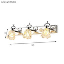 GobekUsa Modern Flower Shade Vanity Wall Light Fixture - Clear Glass, Silver Finish, 2/3 Lights - Ideal for Bathroom - 12"/18" W