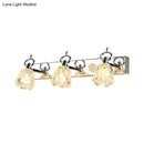 GobekUsa Modern Flower Shade Vanity Wall Light Fixture - Clear Glass, Silver Finish, 2/3 Lights - Ideal for Bathroom - 12"/18" W