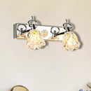 GobekUsa Modern Flower Shade Vanity Wall Light Fixture - Clear Glass, Silver Finish, 2/3 Lights - Ideal for Bathroom - 12"/18" W