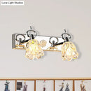 GobekUsa Modern Flower Shade Vanity Wall Light Fixture - Clear Glass, Silver Finish, 2/3 Lights - Ideal for Bathroom - 12"/18" W