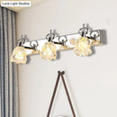 GobekUsa Modern Flower Shade Vanity Wall Light Fixture - Clear Glass, Silver Finish, 2/3 Lights - Ideal for Bathroom - 12"/18" W