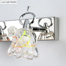 GobekUsa Modern Flower Shade Vanity Wall Light Fixture - Clear Glass, Silver Finish, 2/3 Lights - Ideal for Bathroom - 12"/18" W