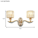 GobekUsa Modern Silver Cylinder Sconce with Clear Crystal Shade - Flush Mount Wall Light