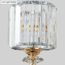 GobekUsa Modern Silver Cylinder Sconce with Clear Crystal Shade - Flush Mount Wall Light